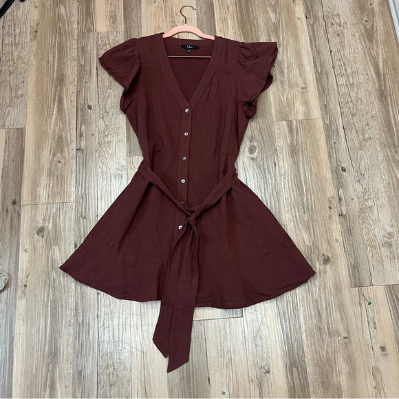 Lulu’s Daytime Dreamer Brown Button-Up Mini Dress rust brown. Medium (large) - Picture 6 of 8